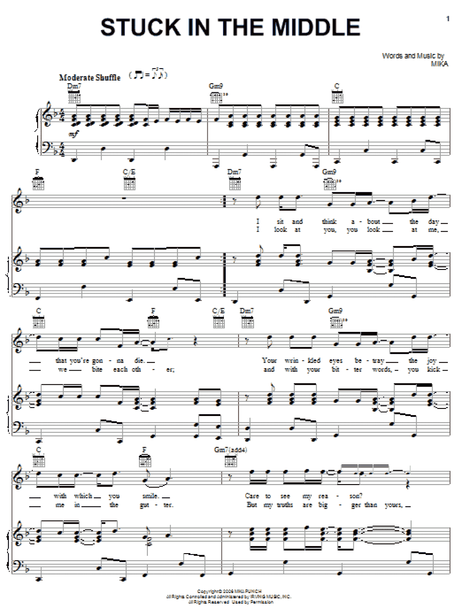 Stuck In The Middle (Piano, Vocal & Guitar Chords (Right-Hand Melody))