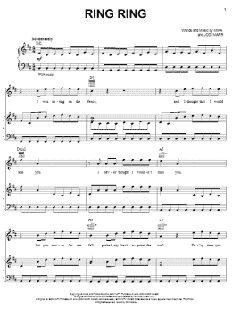 page one of Ring Ring (Piano, Vocal & Guitar Chords (Right-Hand Melody))