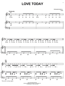 page one of Love Today (Piano, Vocal & Guitar Chords (Right-Hand Melody))