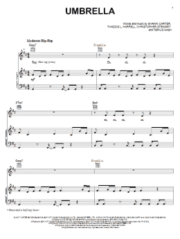 page one of Umbrella (Piano, Vocal & Guitar Chords (Right-Hand Melody))