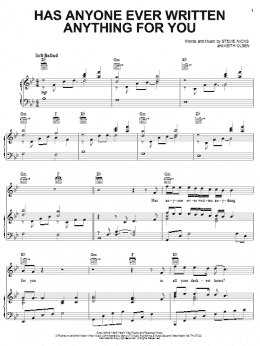 page one of Has Anyone Ever Written Anything For You (Piano, Vocal & Guitar Chords (Right-Hand Melody))
