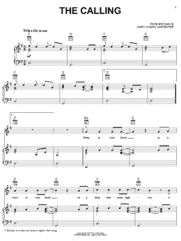 page one of The Calling (Piano, Vocal & Guitar Chords (Right-Hand Melody))