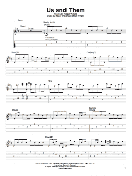 page one of Us And Them (Guitar Tab (Single Guitar))