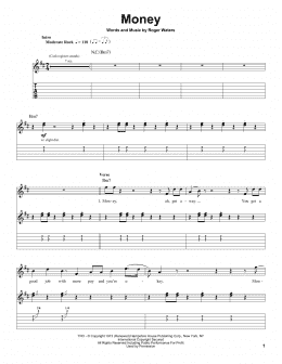 page one of Money (Guitar Tab (Single Guitar))