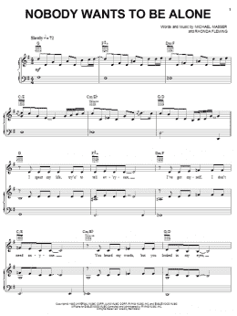 page one of Nobody Wants To Be Alone (Piano, Vocal & Guitar Chords (Right-Hand Melody))
