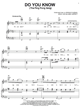 page one of Do You Know? (The Ping Pong Song) (Piano, Vocal & Guitar Chords (Right-Hand Melody))