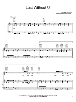 page one of Lost Without U (Piano, Vocal & Guitar Chords (Right-Hand Melody))
