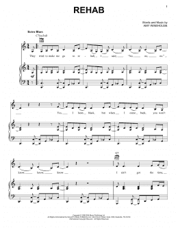 page one of Rehab (Piano, Vocal & Guitar Chords (Right-Hand Melody))