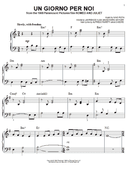 page one of Un Giorno Per Noi (Easy Piano)