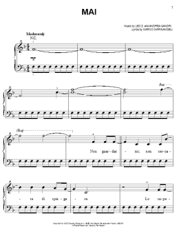 page one of Mai (Easy Piano)