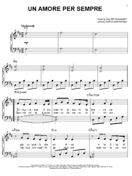 page one of Un Amore Per Sempre (Easy Piano)