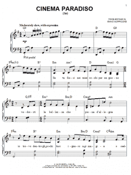 page one of Cinema Paradiso (Se) (Love Theme) (Easy Piano)