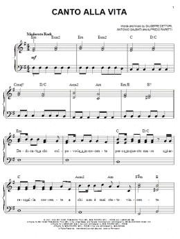 page one of Canto Alla Vita (Easy Piano)
