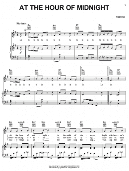 page one of At The Hour Of Midnight (Piano, Vocal & Guitar Chords (Right-Hand Melody))