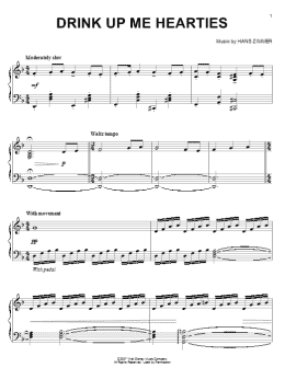 page one of Drink Up Me Hearties (from Pirates Of The Caribbean: At World's End) (Piano Solo)