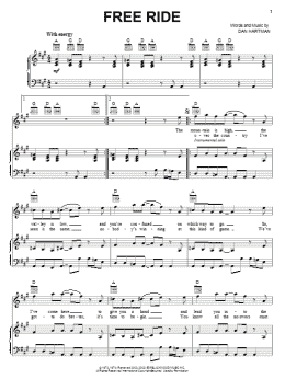 page one of Free Ride (Piano, Vocal & Guitar Chords (Right-Hand Melody))