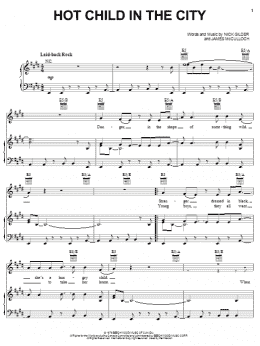 page one of Hot Child In The City (Piano, Vocal & Guitar Chords (Right-Hand Melody))