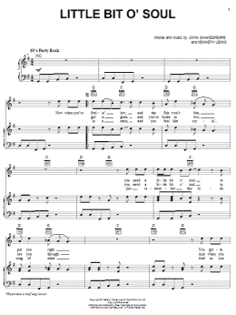 page one of Little Bit O' Soul (Piano, Vocal & Guitar Chords (Right-Hand Melody))