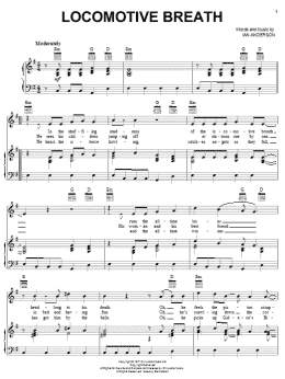 page one of Locomotive Breath (Piano, Vocal & Guitar Chords (Right-Hand Melody))