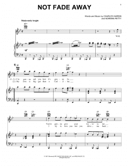 page one of Not Fade Away (Piano, Vocal & Guitar Chords (Right-Hand Melody))