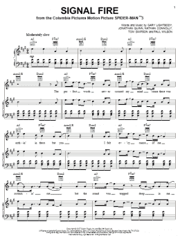 page one of Signal Fire (Piano, Vocal & Guitar Chords (Right-Hand Melody))