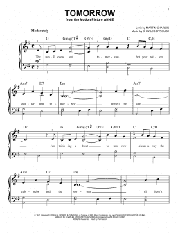 page one of Tomorrow (Very Easy Piano)
