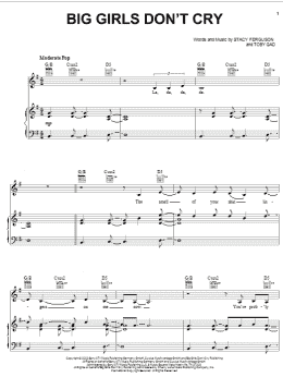 page one of Big Girls Don't Cry (Piano, Vocal & Guitar Chords (Right-Hand Melody))