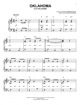 page one of Oklahoma (from Oklahoma!) (Easy Piano)
