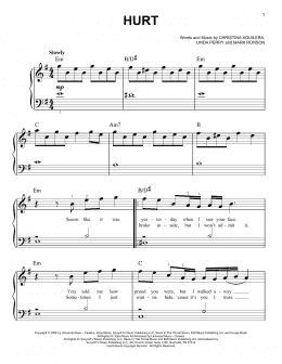 page one of Hurt (Easy Piano)