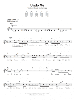 page one of Undo Me (Easy Guitar)