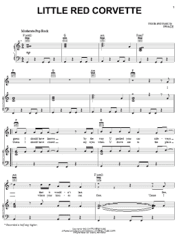 page one of Little Red Corvette (Piano, Vocal & Guitar Chords (Right-Hand Melody))