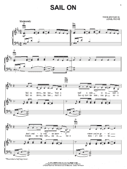 page one of Sail On (Piano, Vocal & Guitar Chords (Right-Hand Melody))
