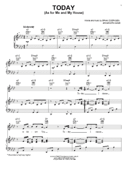 page one of Today (As For Me And My House) (Piano, Vocal & Guitar Chords (Right-Hand Melody))