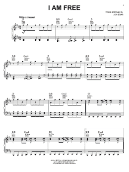page one of I Am Free (Piano, Vocal & Guitar Chords (Right-Hand Melody))