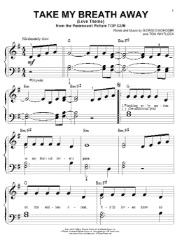 page one of Take My Breath Away (Big Note Piano)