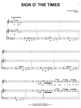 page one of Sign O' The Times (Piano, Vocal & Guitar Chords (Right-Hand Melody))