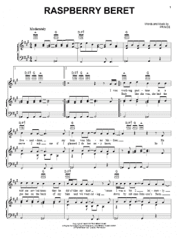 page one of Raspberry Beret (Piano, Vocal & Guitar Chords (Right-Hand Melody))