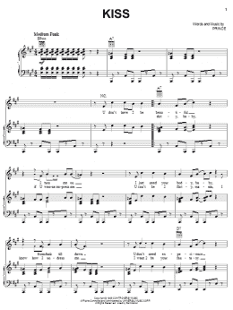 page one of Kiss (Piano, Vocal & Guitar Chords (Right-Hand Melody))