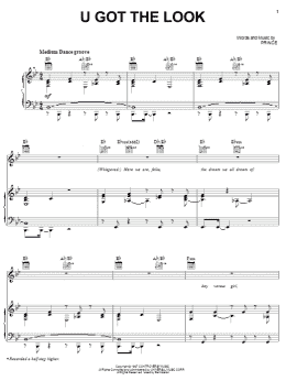 page one of U Got The Look (Piano, Vocal & Guitar Chords (Right-Hand Melody))