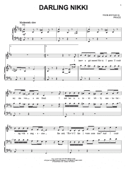 page one of Darling Nikki (Piano, Vocal & Guitar Chords (Right-Hand Melody))