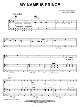page one of My Name Is Prince (Piano, Vocal & Guitar Chords (Right-Hand Melody))