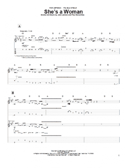 page one of She's A Woman (Guitar Tab)