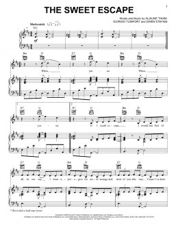 page one of The Sweet Escape (Piano, Vocal & Guitar Chords (Right-Hand Melody))