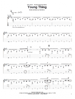 page one of Young Thing (Guitar Tab)