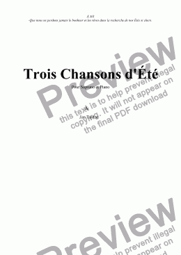 page one of Trois Chansons d'?t