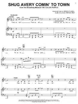 page one of Shug Avery Comin' To Town (Piano, Vocal & Guitar Chords (Right-Hand Melody))