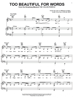 page one of Too Beautiful For Words (Piano, Vocal & Guitar Chords (Right-Hand Melody))
