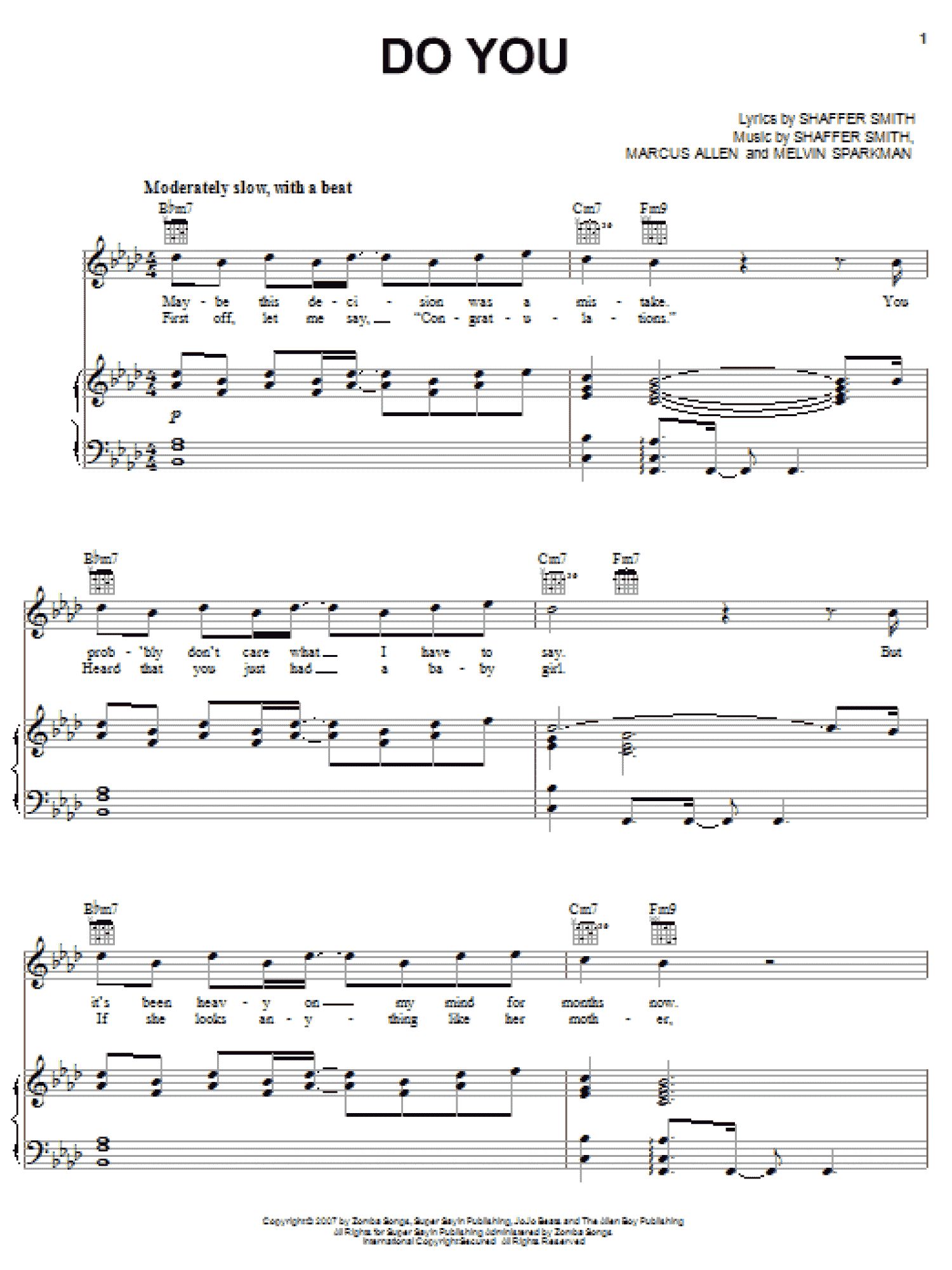 Do You (Piano, Vocal & Guitar Chords (Right-Hand Melody))