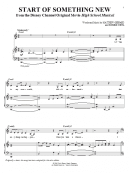 page one of Start Of Something New (Piano & Vocal)