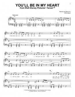 page one of You'll Be In My Heart (from Tarzan) (Piano & Vocal)